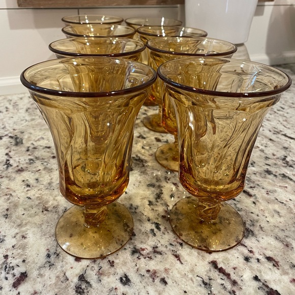 Fostoria Kitchen Rare Vintage Mcm Fostoria Amber Drinking Glasses